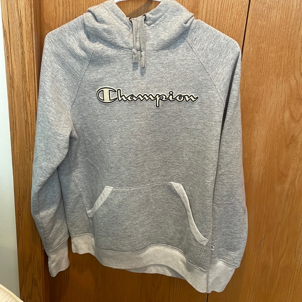Champion Grey and White Sweatshirt.